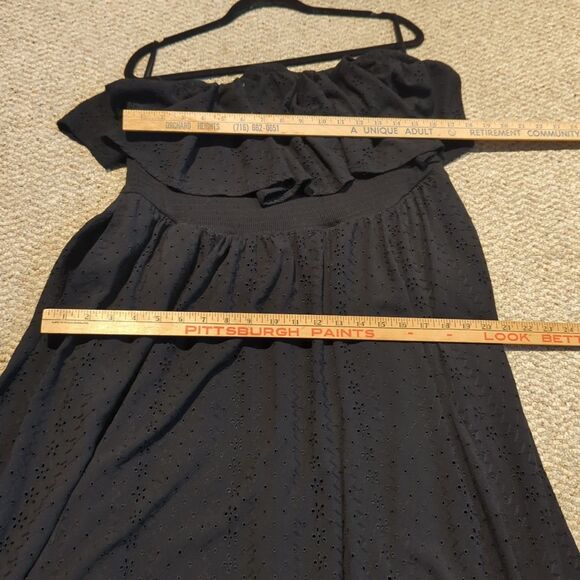 Torrid Maxi Eyelet Strapless Smocked Bodice Dress Womens 3 22/24 Black - Picture 5 of 10